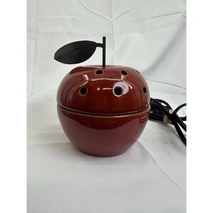 Scentsy Apple Wax Warmer With Leaf Pre Owned Tested Red With Metal Stem Plug In